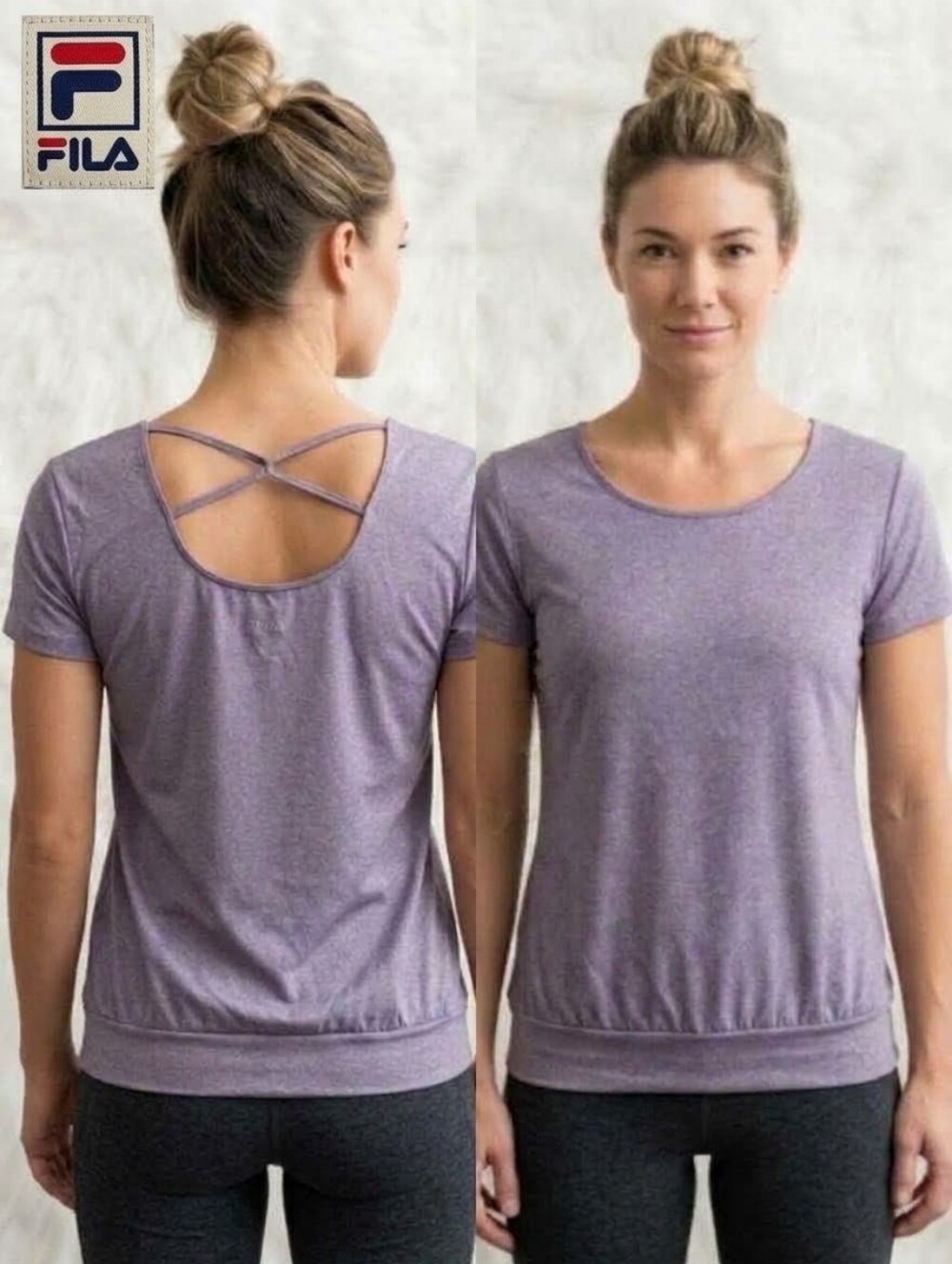 Fila Activewear Purple Heathered Criss-Cross Back Yoga Top – Size XL